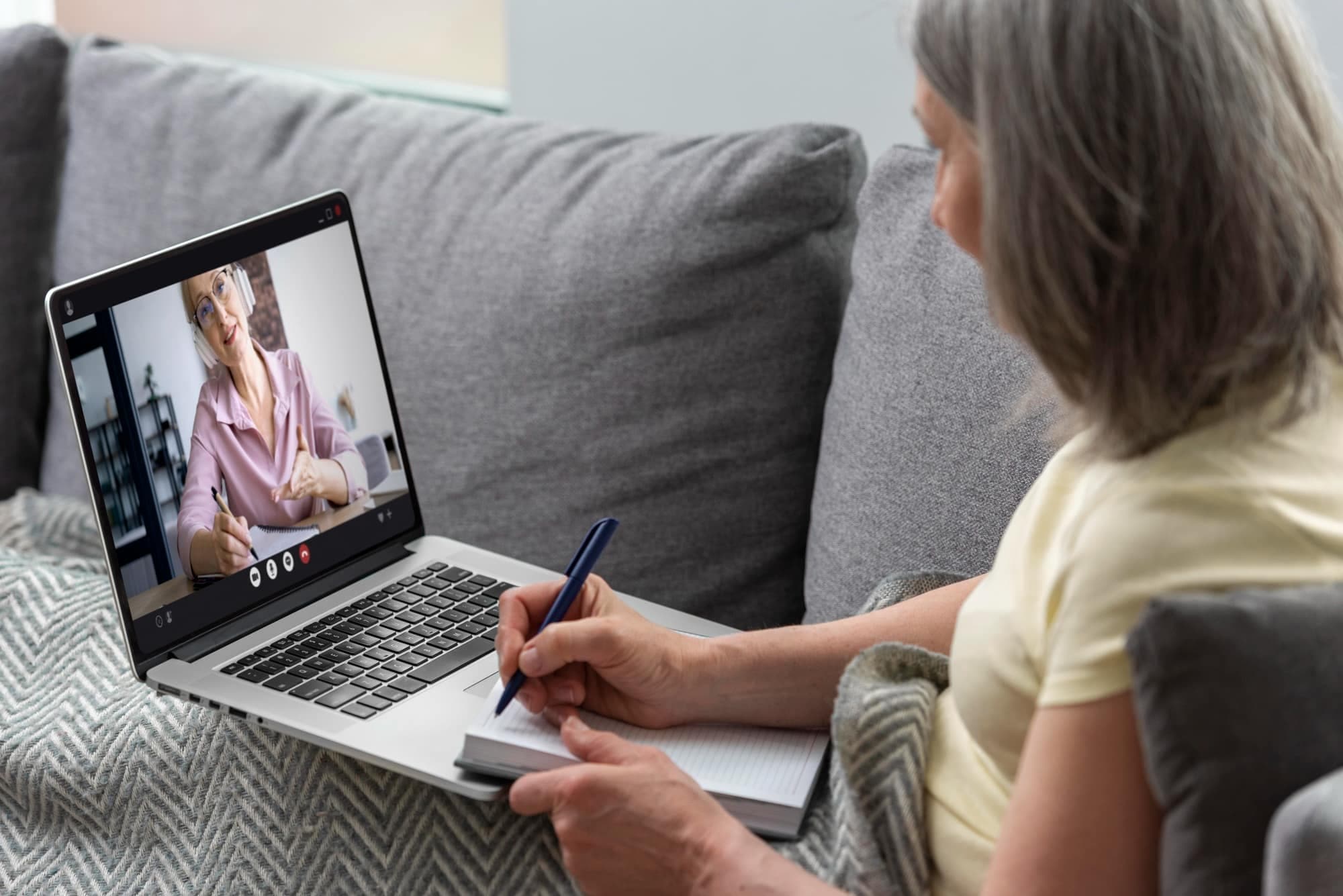 A therapist teaching therapeutic tools to a client during online counselling in Australia.