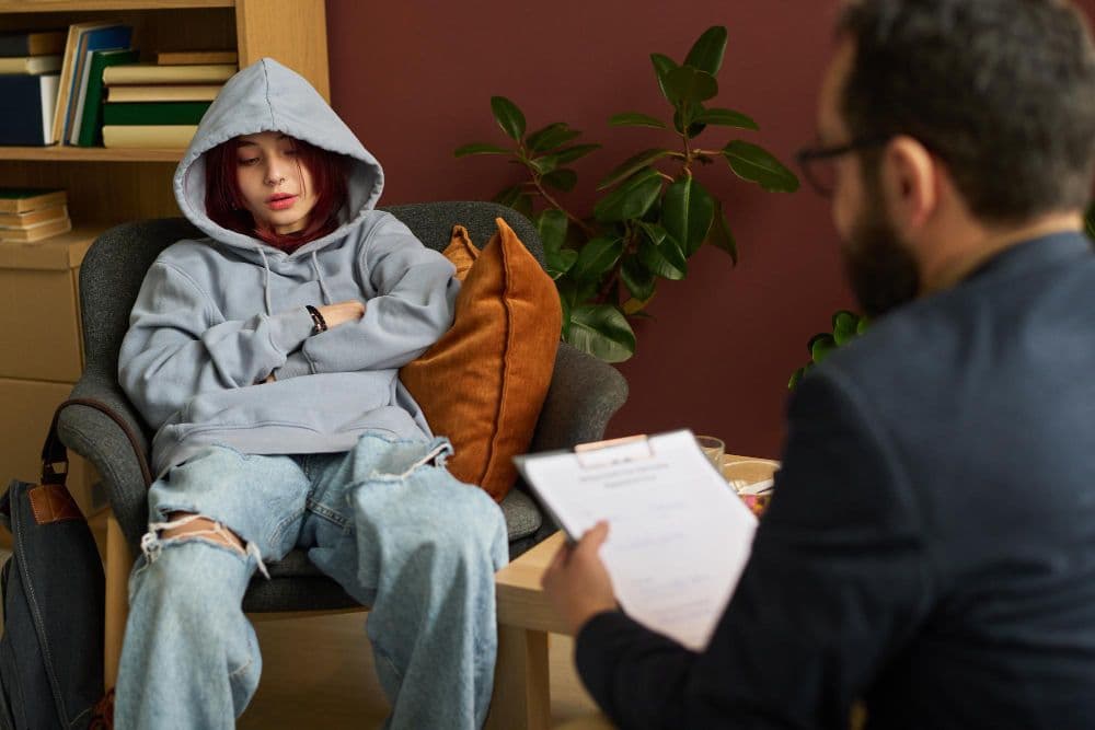 A client seeking help through addiction counselling in Australia