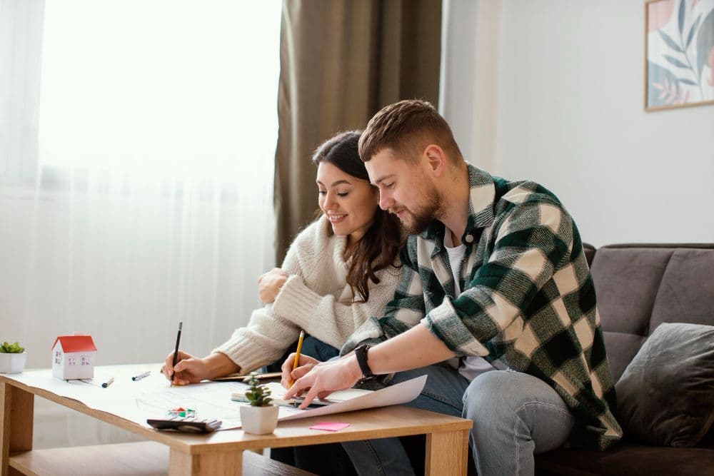 A couple planning their wedding and considering premarital counselling in Australia.