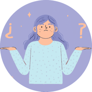 A confused girl with question marks floating around her. There are many misleading claims about hypnotherapy on the internet, which can make it difficult for one to differentiate fact from fiction.