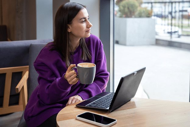 A person getting ready for their first session with an online therapist.